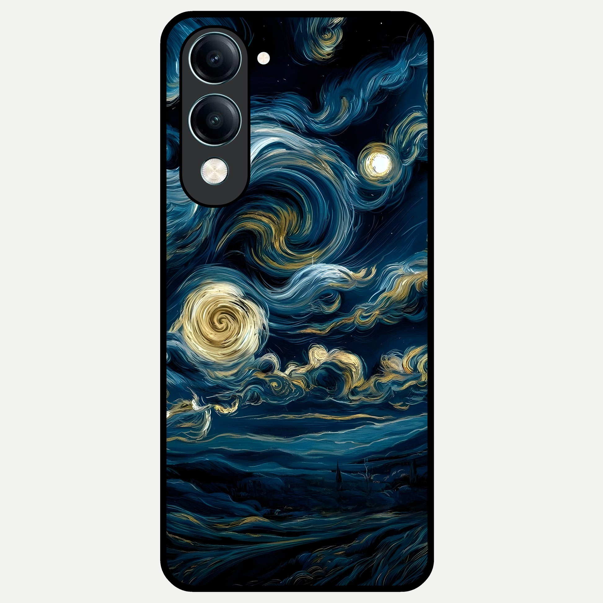  Midnight Sky Whirl Glass Case for iQOO Z10 lite back cover – full design glossy printed glass finish
