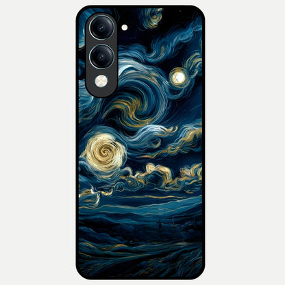  Midnight Sky Whirl Glass Case for iQOO Z10 lite back cover – full design glossy printed glass finish