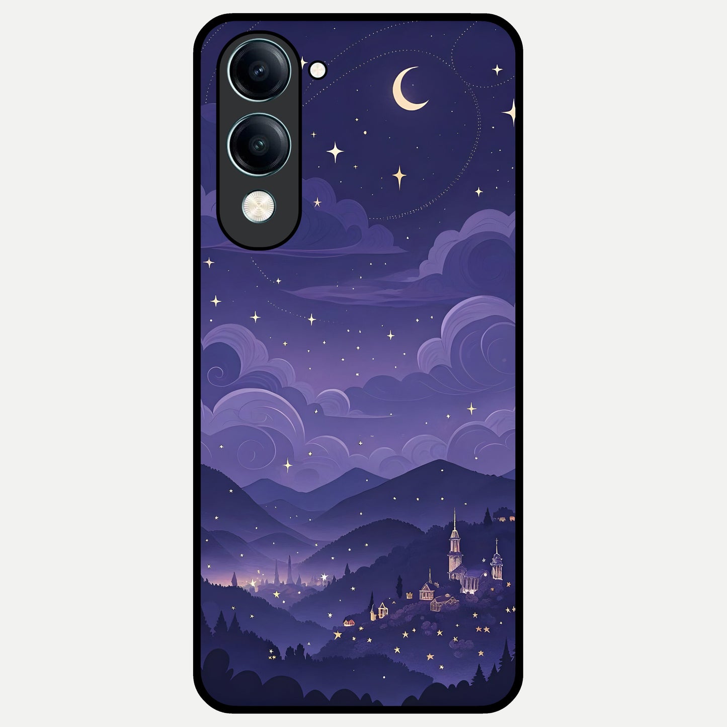  Minimal Night View Glass Case for iQOO Z10 lite back cover – full design glossy printed glass finish