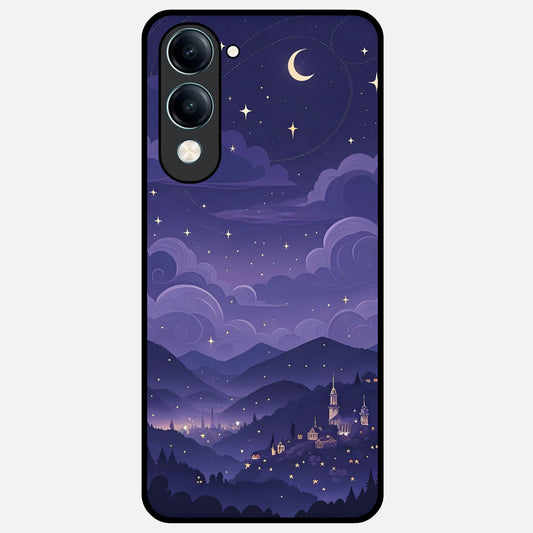  Minimal Night View Glass Case for iQOO Z10 lite back cover – full design glossy printed glass finish