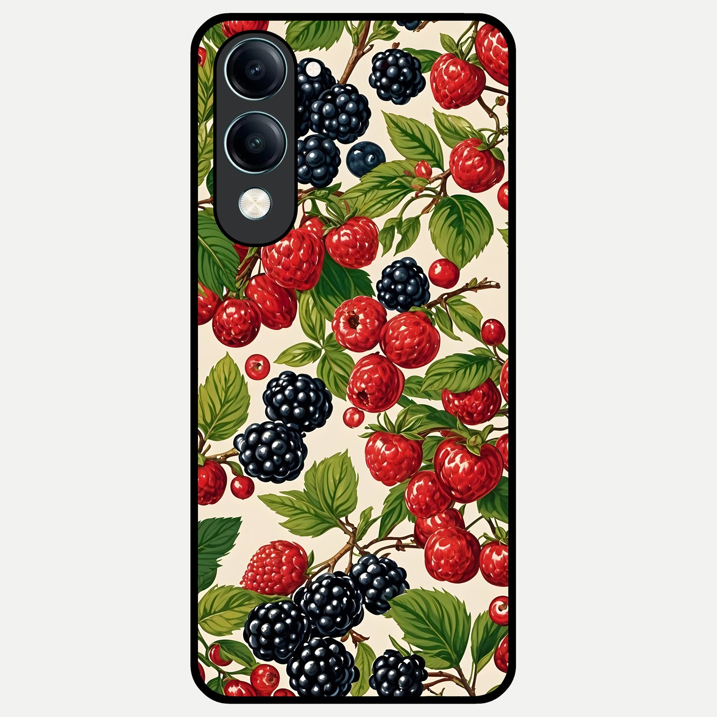  Mixed Berry Collage Glass Case for iQOO Z10 lite back cover – full design glossy printed glass finish