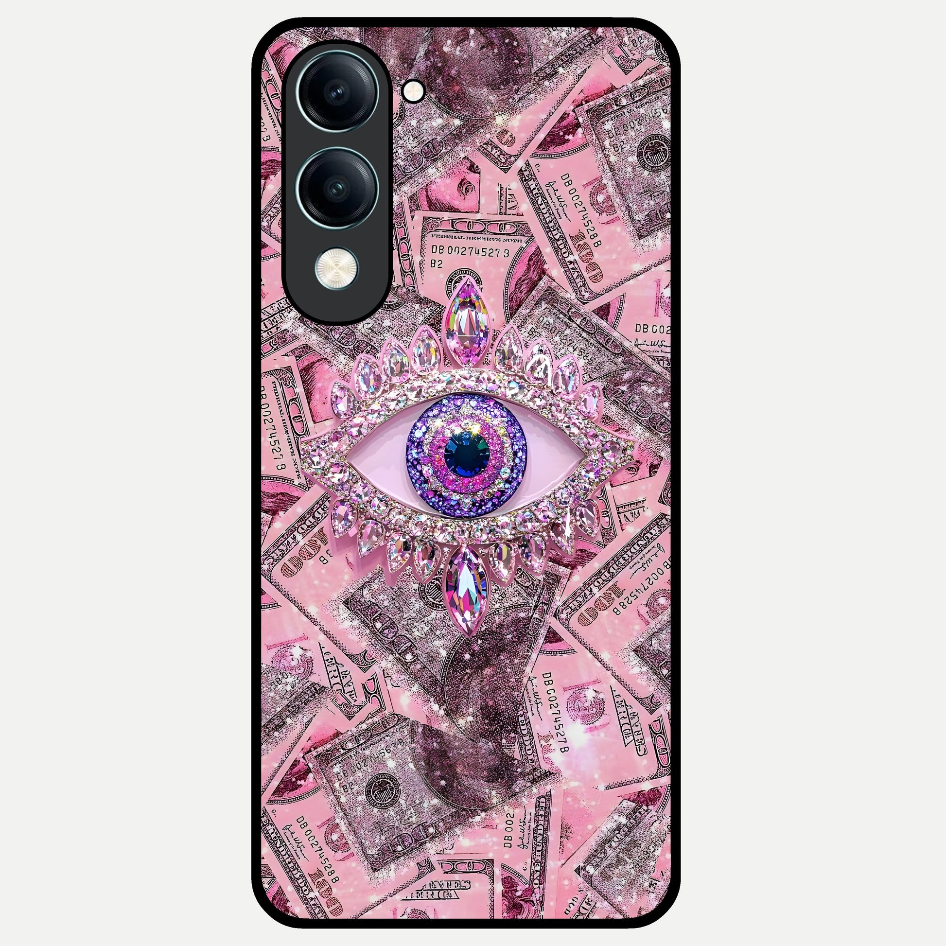  Money Eye Luxe Glass Case for iQOO Z10 lite back cover – full design glossy printed glass finish
