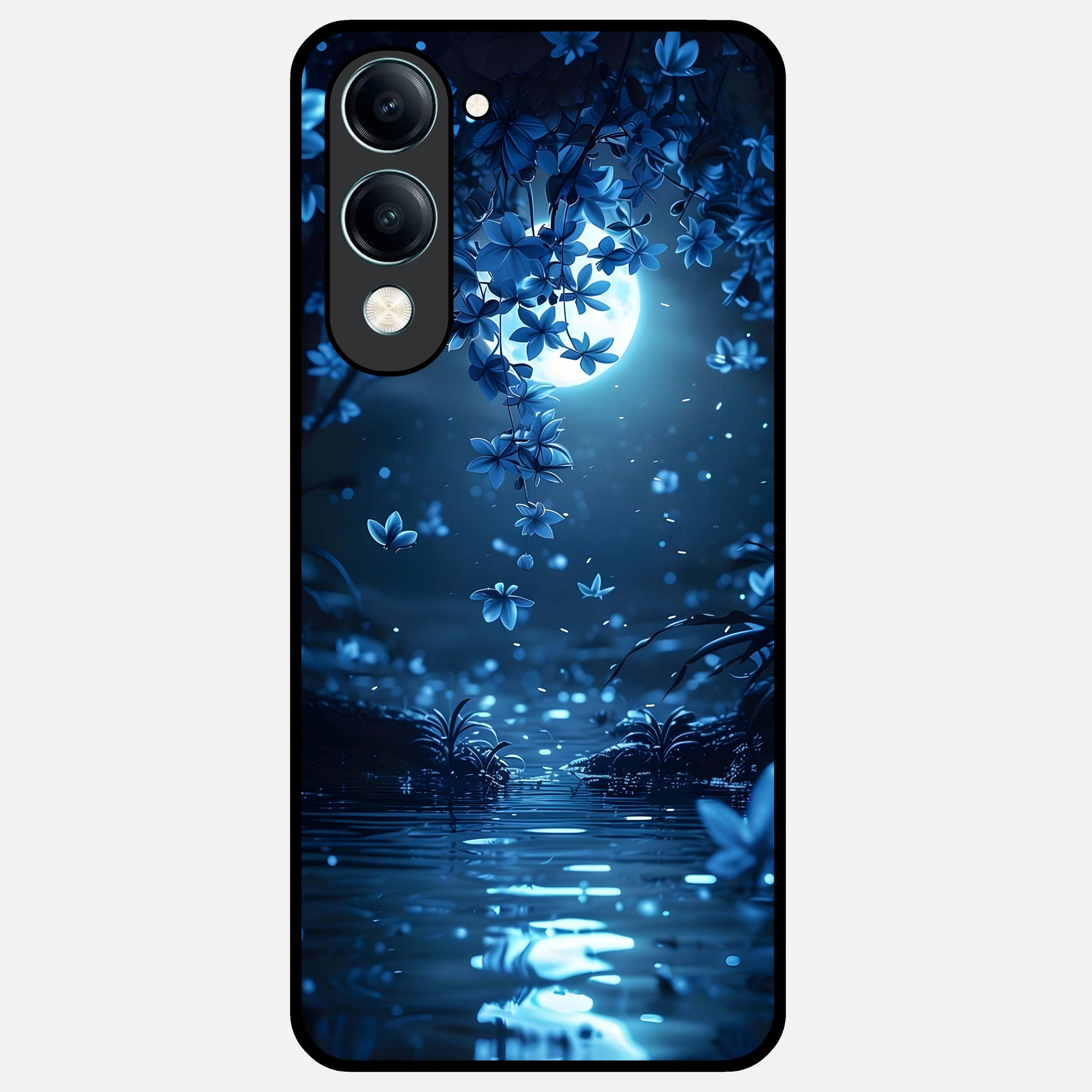  Moonlight Petal Dream Glass Case for iQOO Z10 Lite back cover – full design glossy printed glass finish