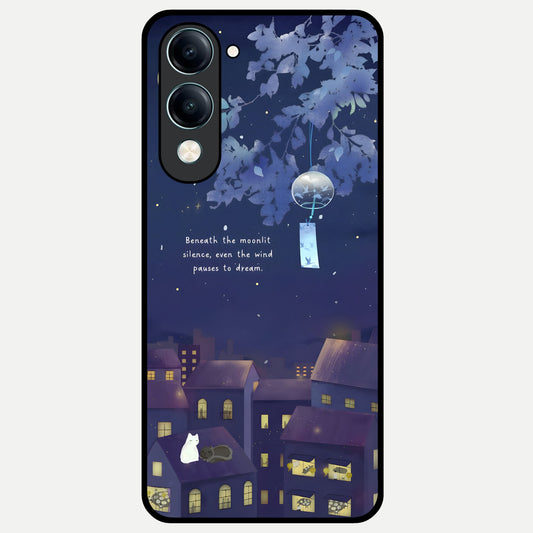  Moonlit Cat Silence Glass Case for iQOO Z10 Lite back cover – full design glossy printed glass finish
