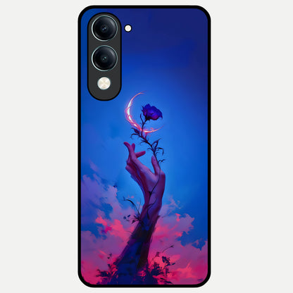  Mystic Hand Glass Case for iQOO Z10 Lite back cover – full design glossy printed glass finish