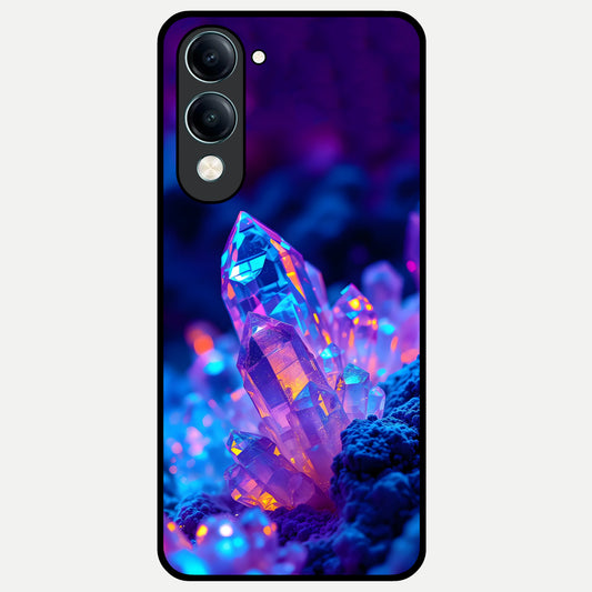  Neon Aura Shards Glass Case for iQOO Z10 lite back cover – full design glossy printed glass finish