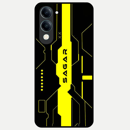  Neon CYBERPUNK Custom Name Glass Case for iQOO Z10 Lite back cover – full design glossy printed glass finish