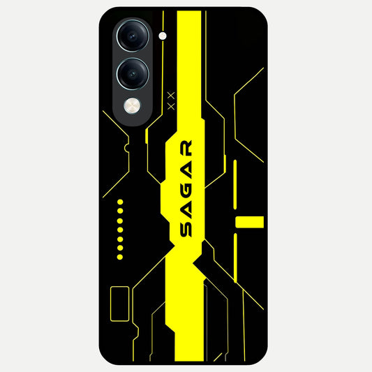  Neon CYBERPUNK Custom Name Glass Case for iQOO Z10 Lite back cover – full design glossy printed glass finish