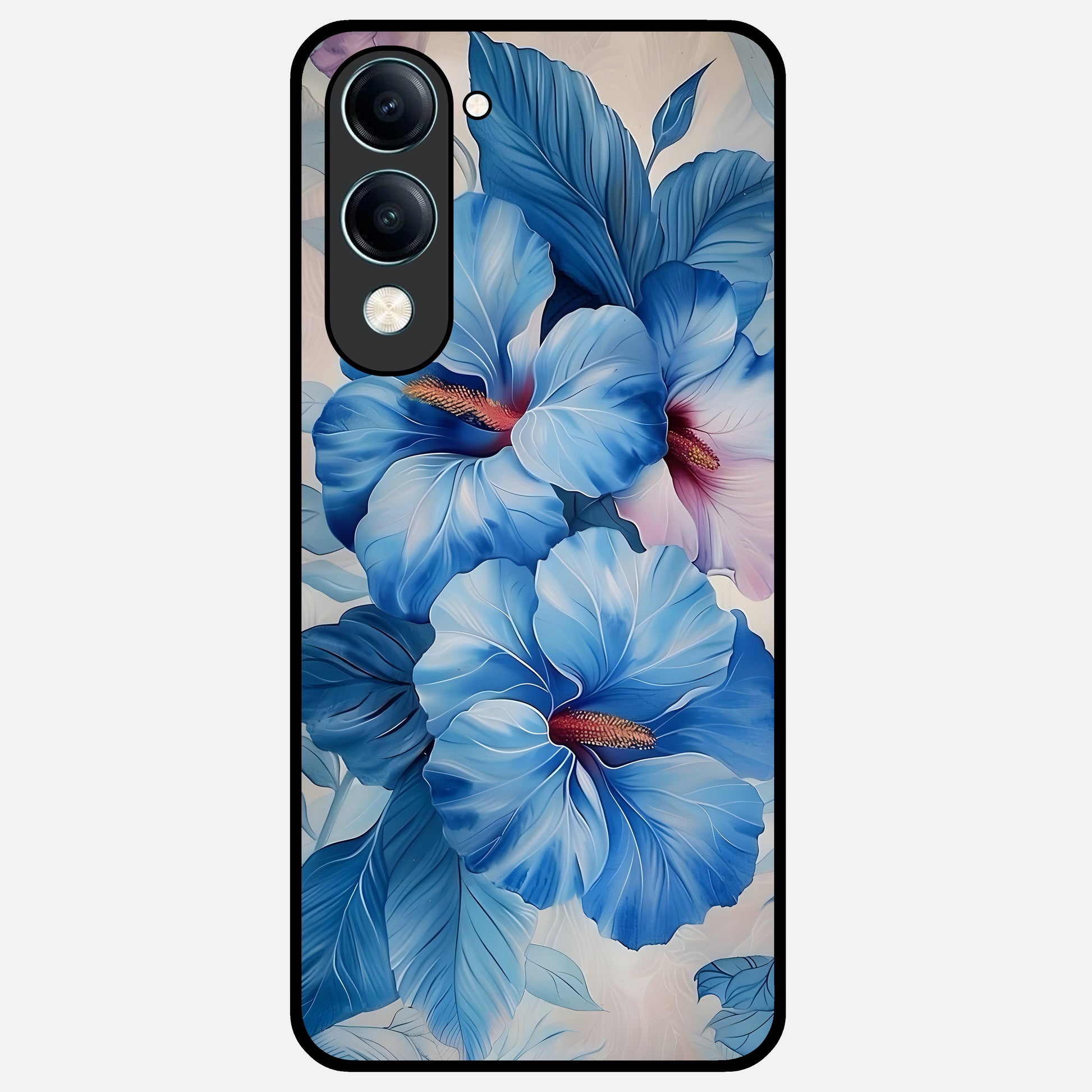  Ocean Hibiscus Grace Glass Case for iQOO Z10 Lite back cover – full design glossy printed glass finish
