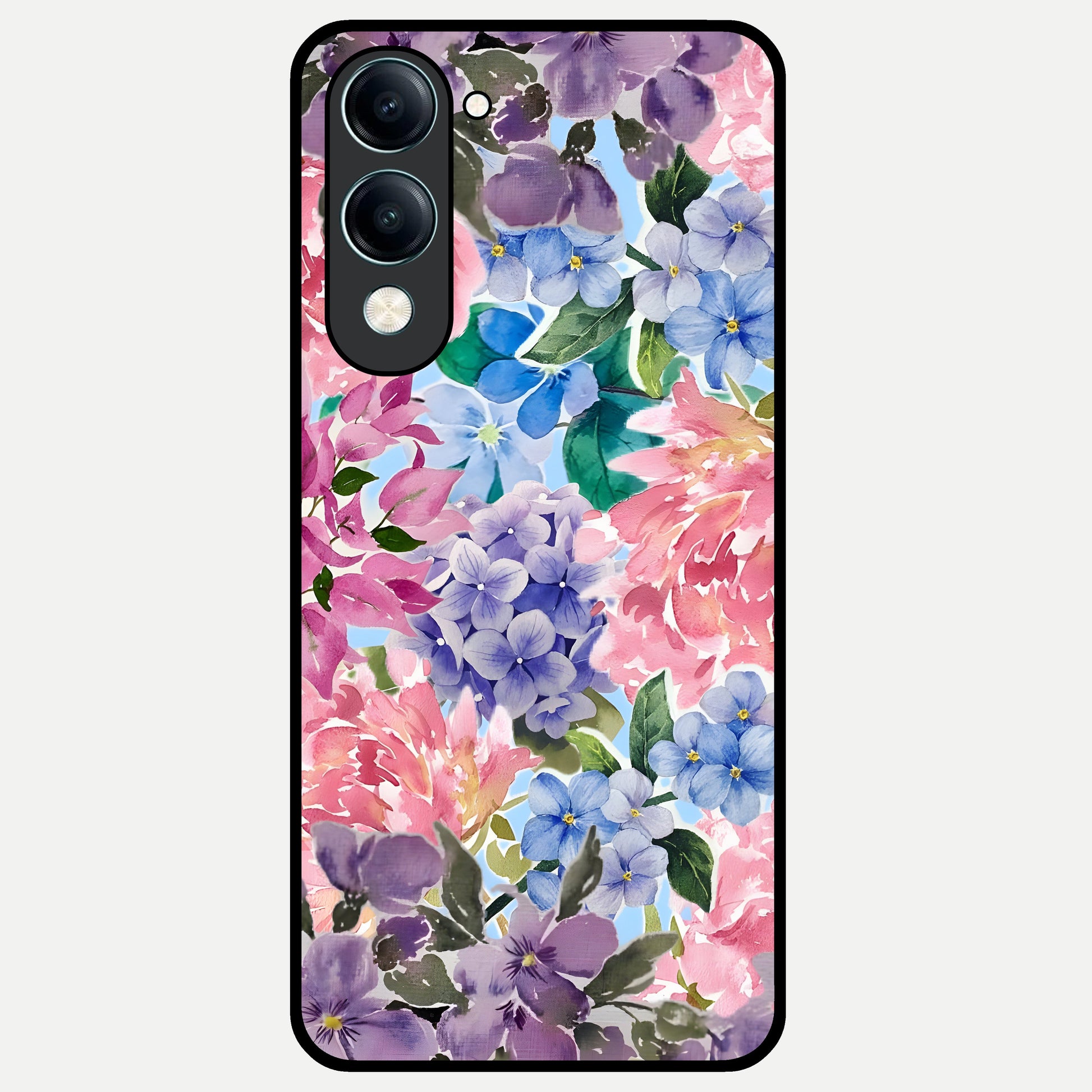  Pastel Floral Mix Glass Case for iQOO Z10 Lite back cover – full design glossy printed glass finish