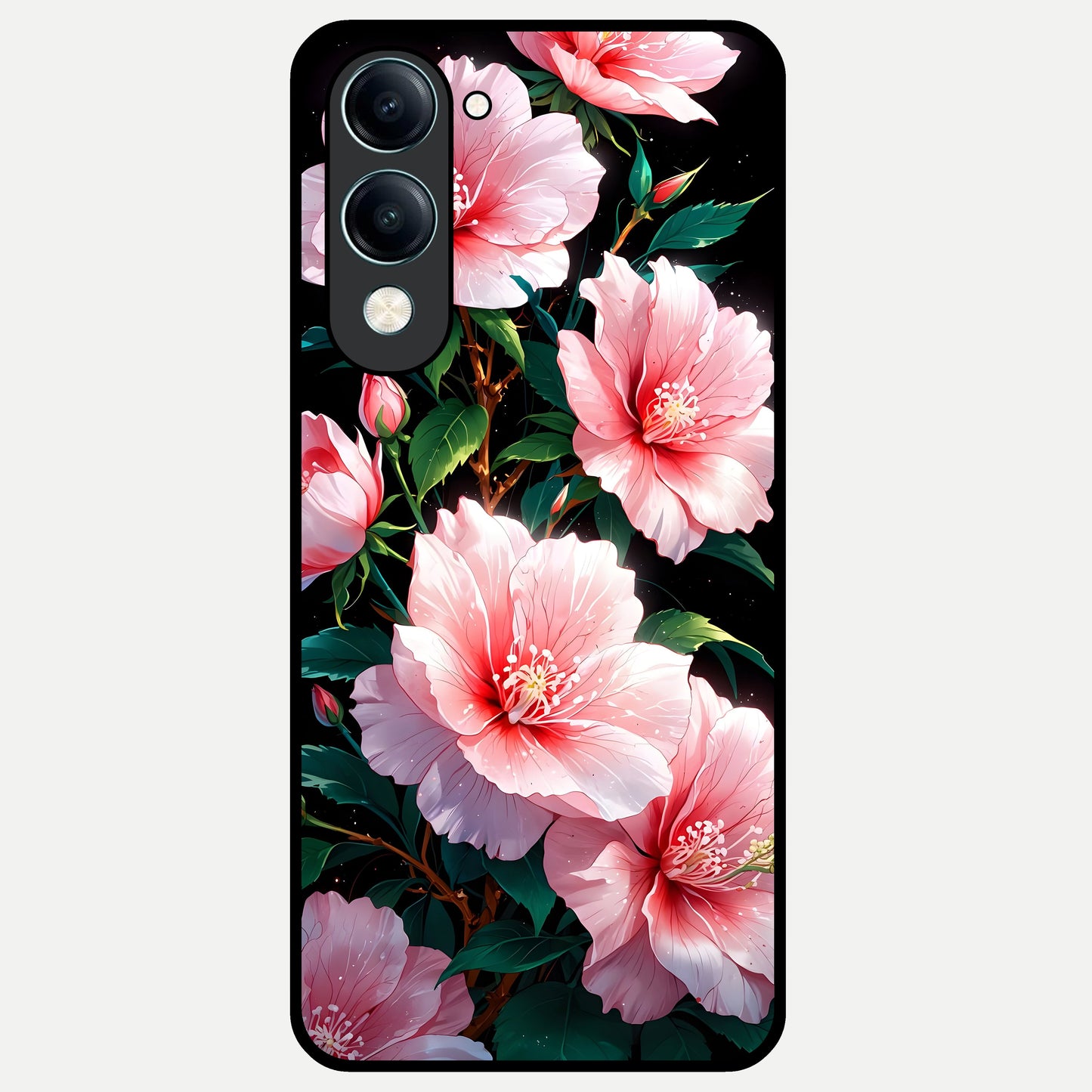  Peach Flower Glass Case for iQOO Z10 Lite back cover – full design glossy printed glass finish