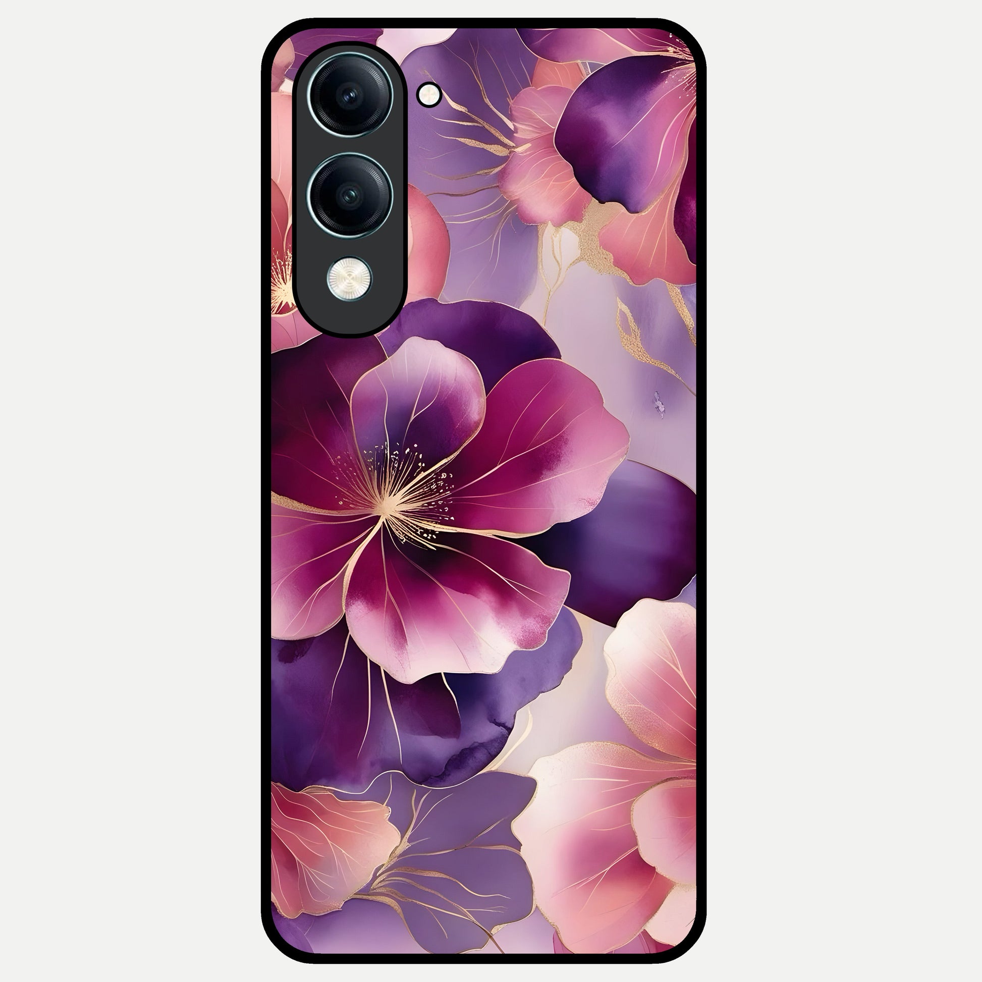 Pink Bouquet Florals Glass Case for iQOO Z10 Lite back cover – full design glossy printed glass finish