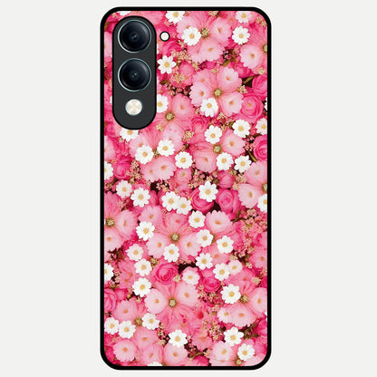  Pink Daisy Bliss Glass Case for iQOO Z10 Lite back cover – full design glossy printed glass finish