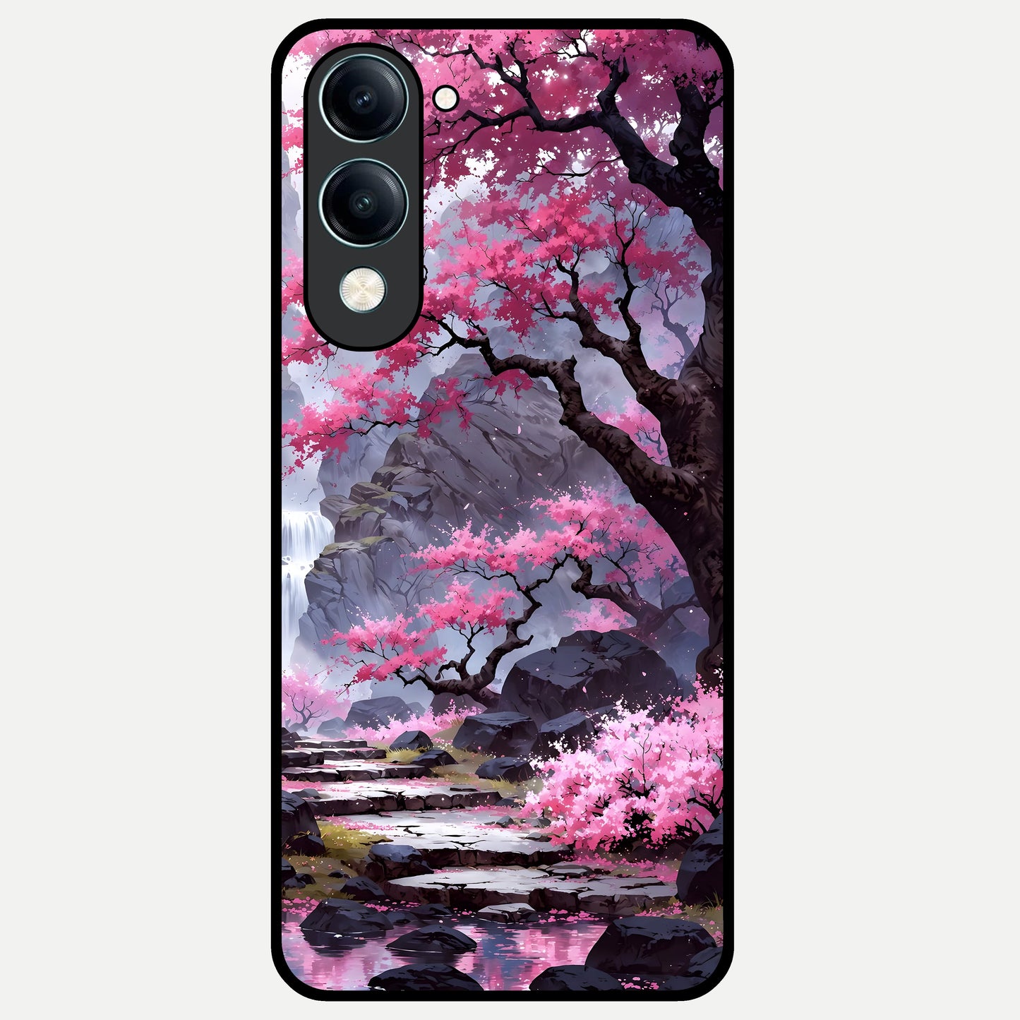  Pink Sunflower Glow Glass Case for iQOO Z10 Lite back cover – full design glossy printed glass finish