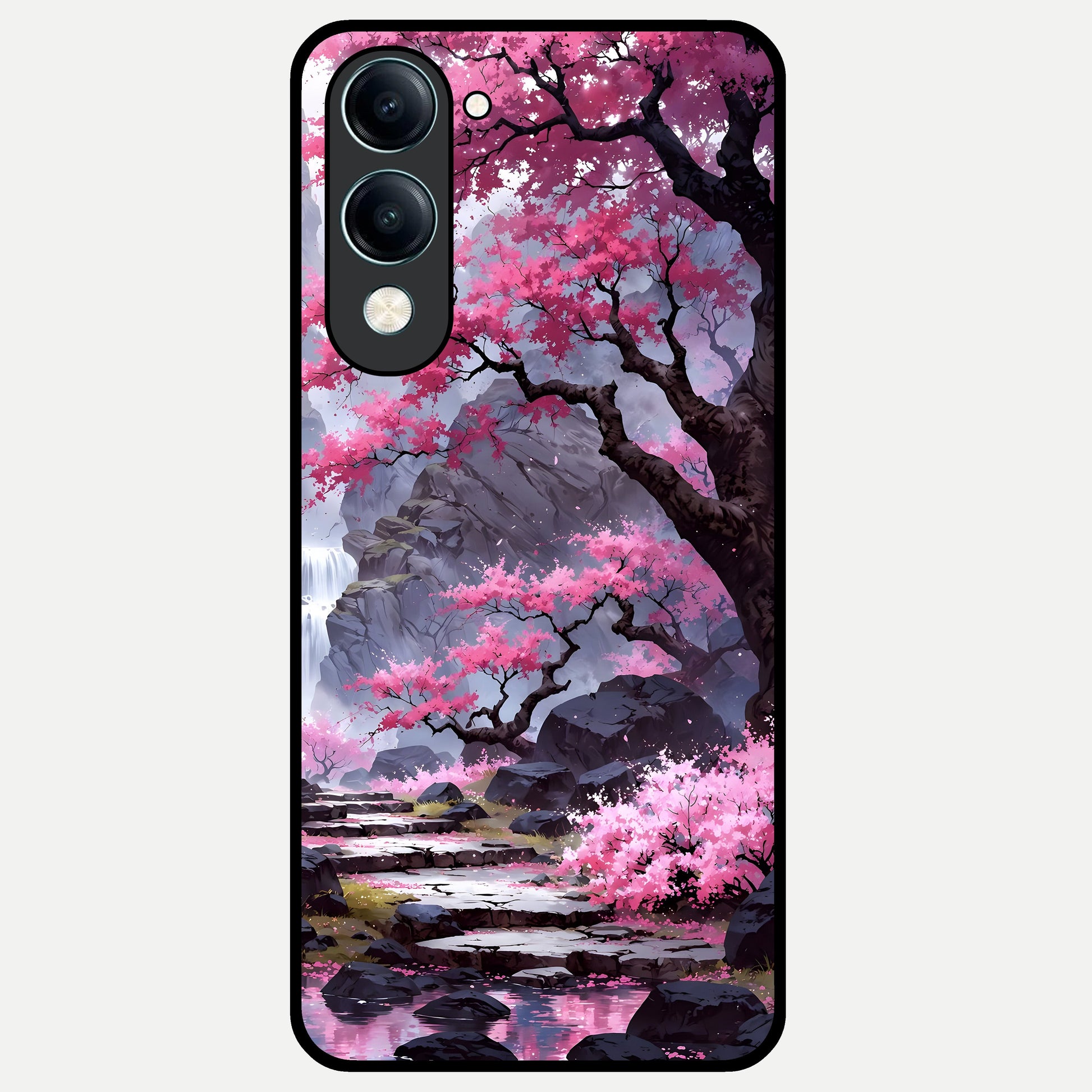  Pink Sunflower Glow Glass Case for iQOO Z10 Lite back cover – full design glossy printed glass finish