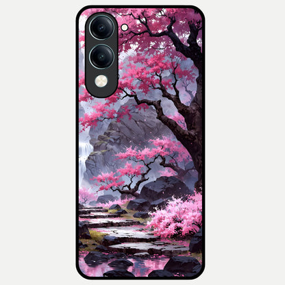  Pink Sunflower Glow Glass Case for iQOO Z10 Lite back cover – full design glossy printed glass finish