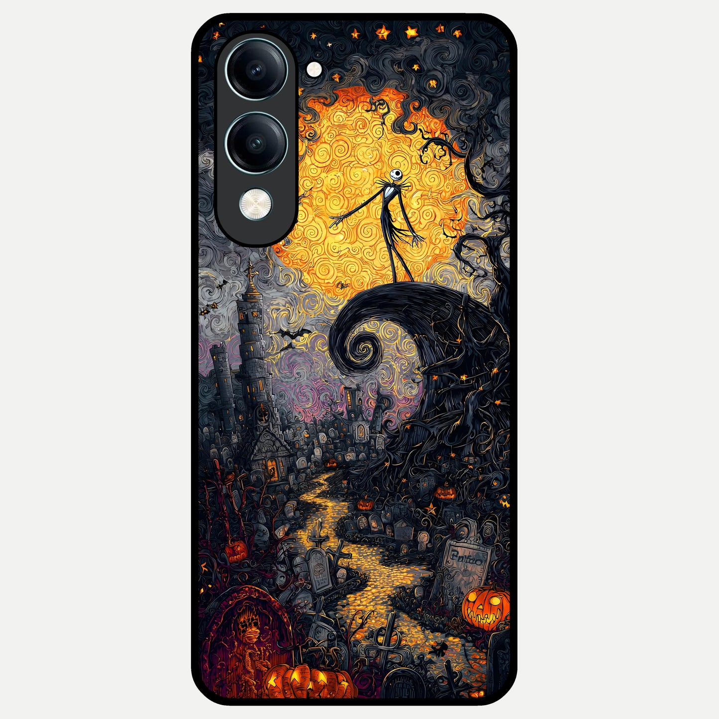  Pumpkin Moonlight Tale Glass Case for iQOO Z10 lite back cover – full design glossy printed glass finish