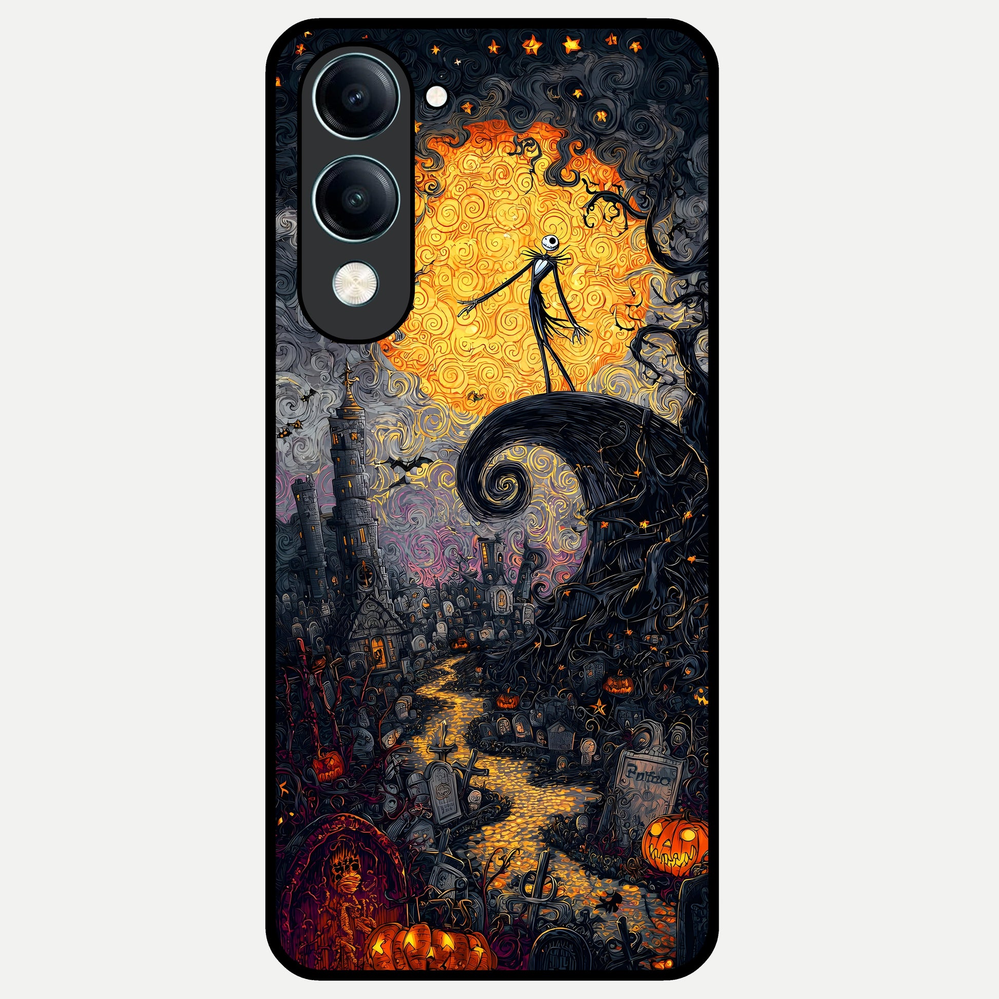 Pumpkin Moonlight Tale Glass Case for iQOO Z10 lite back cover – full design glossy printed glass finish