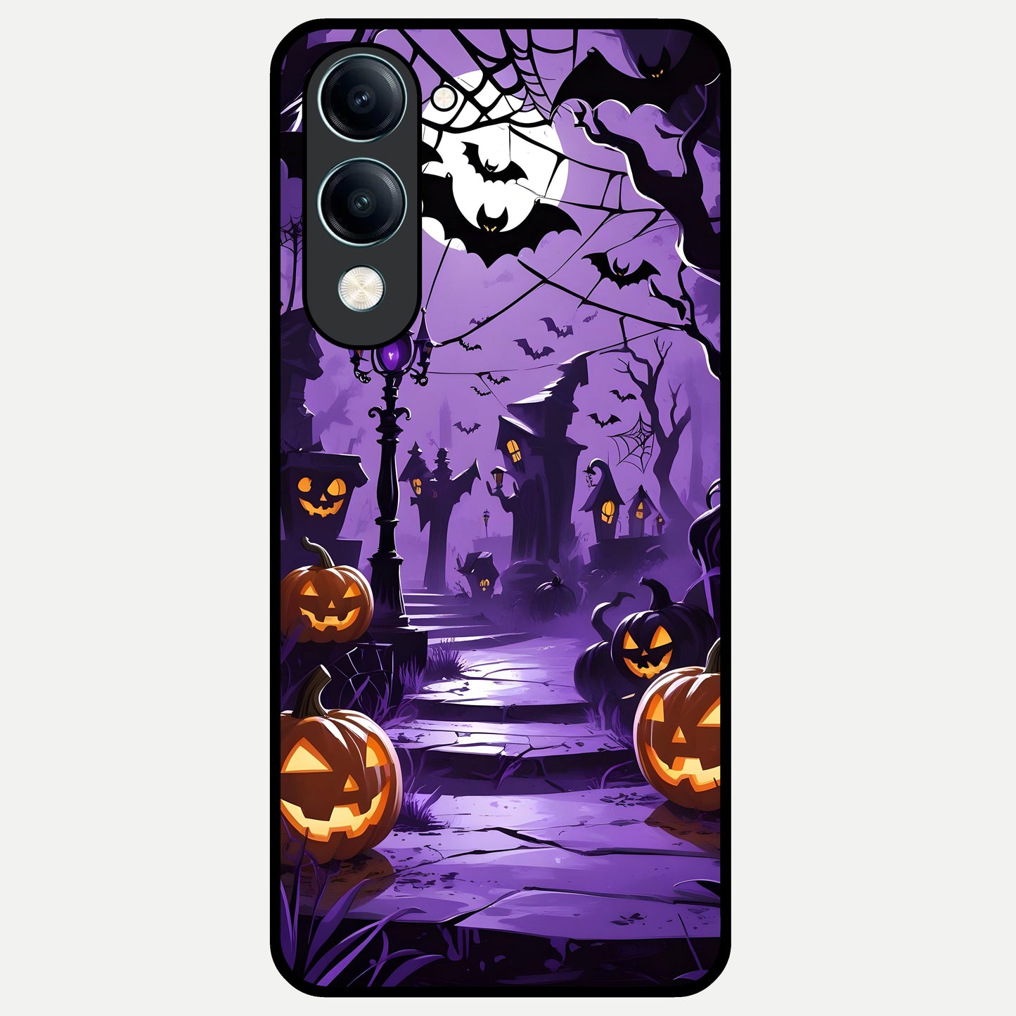  Pumpkin Patch Halloween Glass Case for iQOO Z10 lite back cover – full design glossy printed glass finish