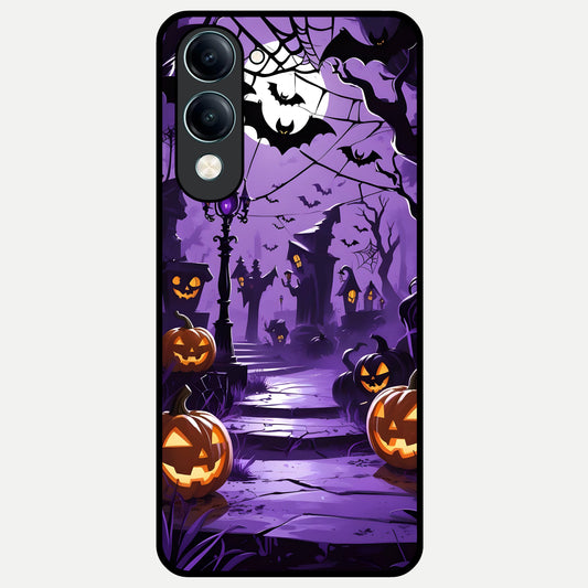  Pumpkin Patch Halloween Glass Case for iQOO Z10 lite back cover – full design glossy printed glass finish