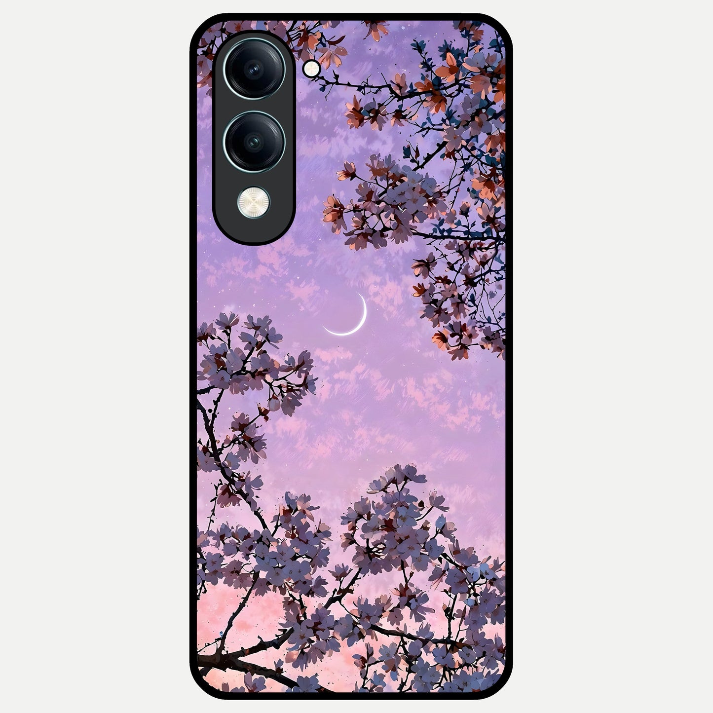  Purple Serenity Moon Glass Case for iQOO Z10 Lite back cover – full design glossy printed glass finish
