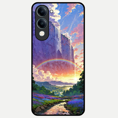  Rainbow Valley Dream Glass Case for iQOO Z10 lite back cover – full design glossy printed glass finish