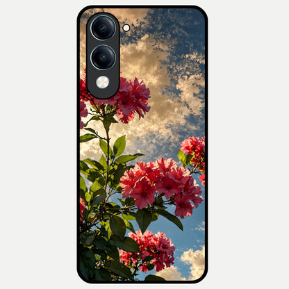  Red Bloom Skies Glass Case for iQOO Z10 Lite back cover – full design glossy printed glass finish