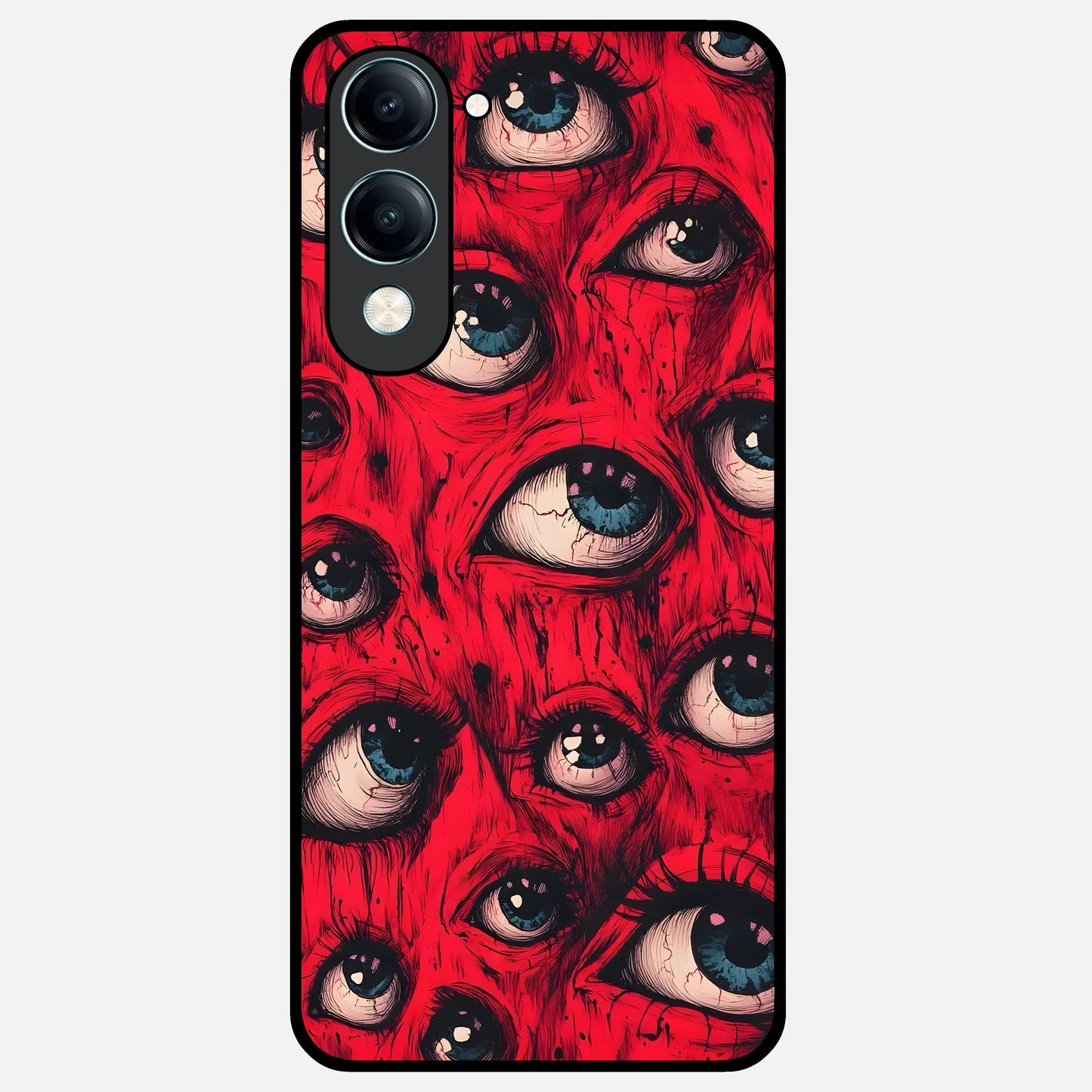  Red Eyes Pattern Glass Case for iQOO Z10 lite back cover – full design glossy printed glass finish