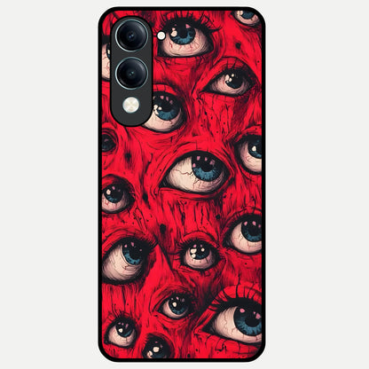  Red Eyes Pattern Glass Case for iQOO Z10 lite back cover – full design glossy printed glass finish