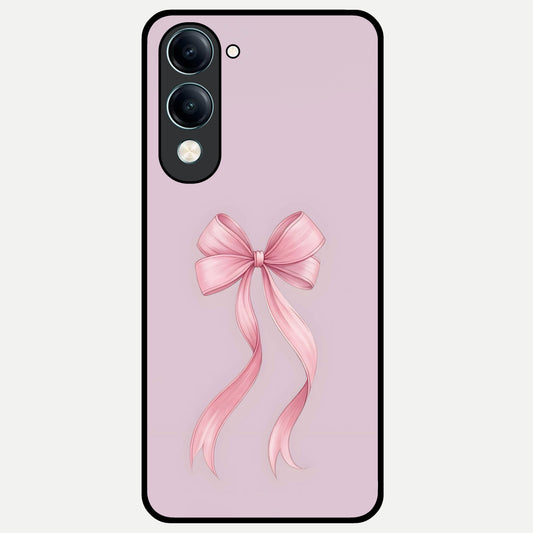  Soft Blush Bow Glass Case for iQOO Z10 lite back cover – full design glossy printed glass finish