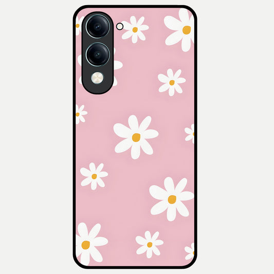  Soft Daisy Bliss Glass Case for iQOO Z10 Lite back cover – full design glossy printed glass finish