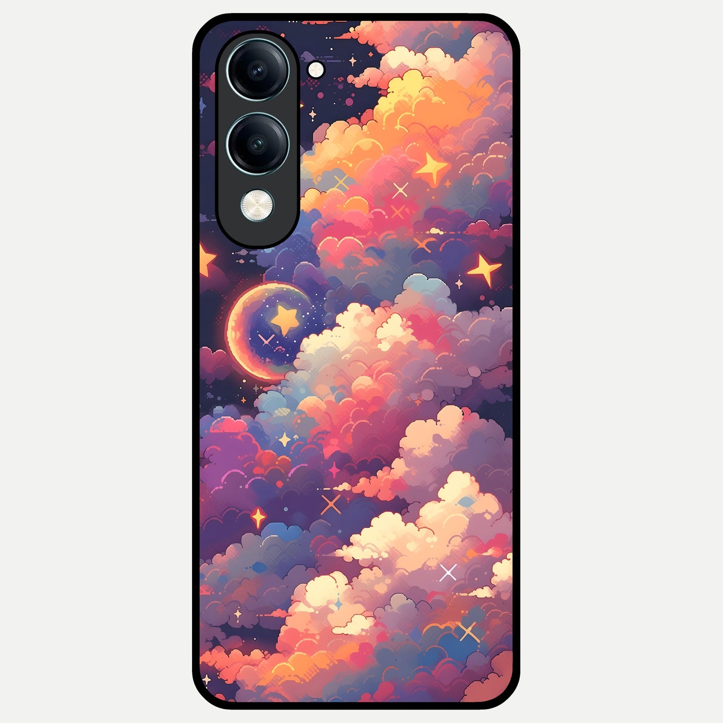  Starlit Dream Clouds Glass Case for iQOO Z10 Lite back cover – full design glossy printed glass finish