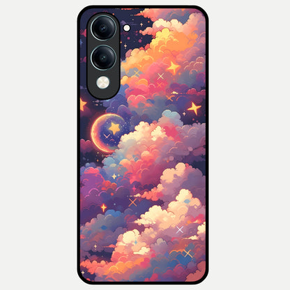  Starlit Dream Clouds Glass Case for iQOO Z10 Lite back cover – full design glossy printed glass finish