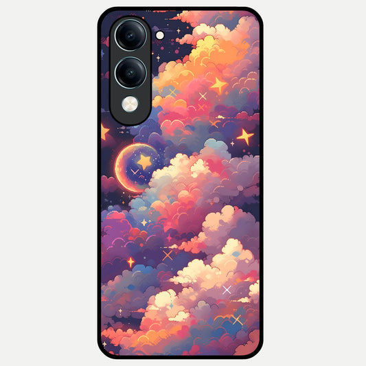  Starlit Dream Clouds Glass Case for iQOO Z10 Lite back cover – full design glossy printed glass finish