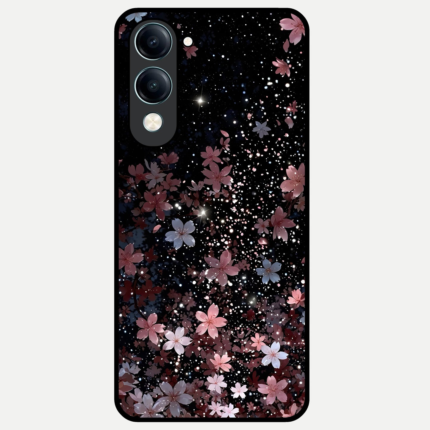  Starlit Flower Dreams Glass Case for iQOO Z10 lite back cover – full design glossy printed glass finish