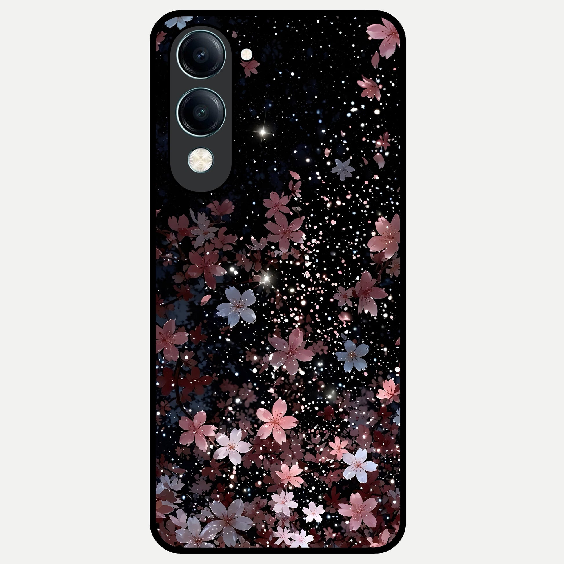 Starlit Flower Dreams Glass Case for iQOO Z10 lite back cover – full design glossy printed glass finish