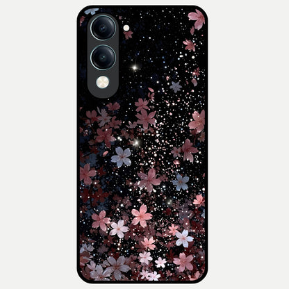  Starlit Flower Dreams Glass Case for iQOO Z10 lite back cover – full design glossy printed glass finish