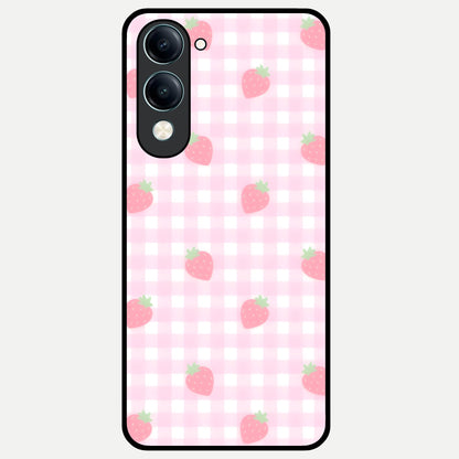  Strawberry Picnic Love Glass Case for iQOO Z10 Lite back cover – full design glossy printed glass finish
