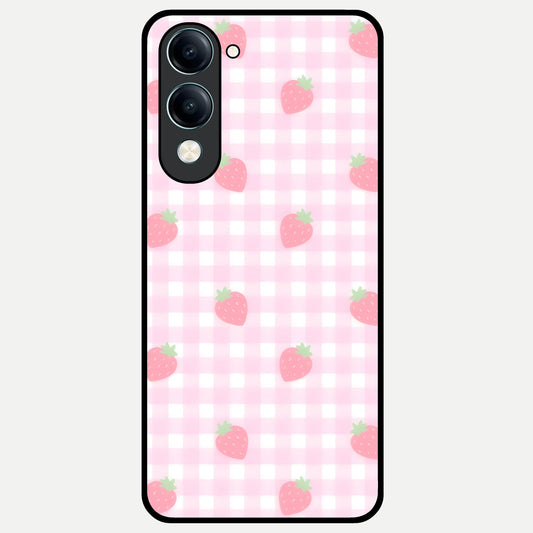  Strawberry Picnic Love Glass Case for iQOO Z10 Lite back cover – full design glossy printed glass finish