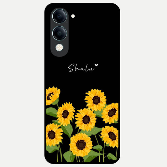  Sunflower Sky Bloom Glass Case for iQOO Z10 Lite back cover – full design glossy printed glass finish