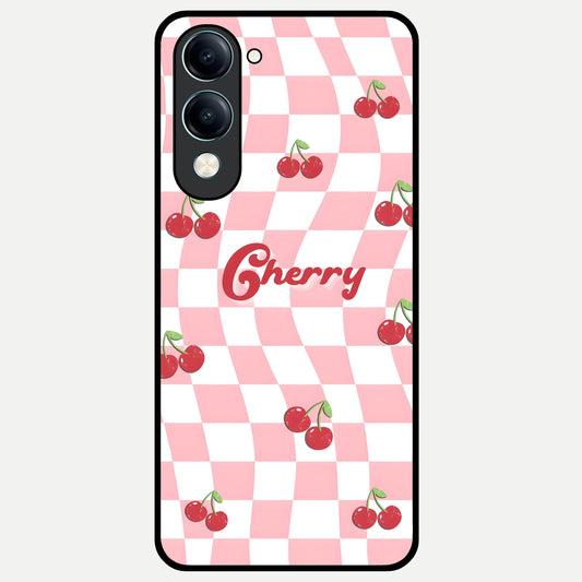  Sweet Cherry Vibes Glass Case for iQOO Z10 Lite back cover – full design glossy printed glass finish