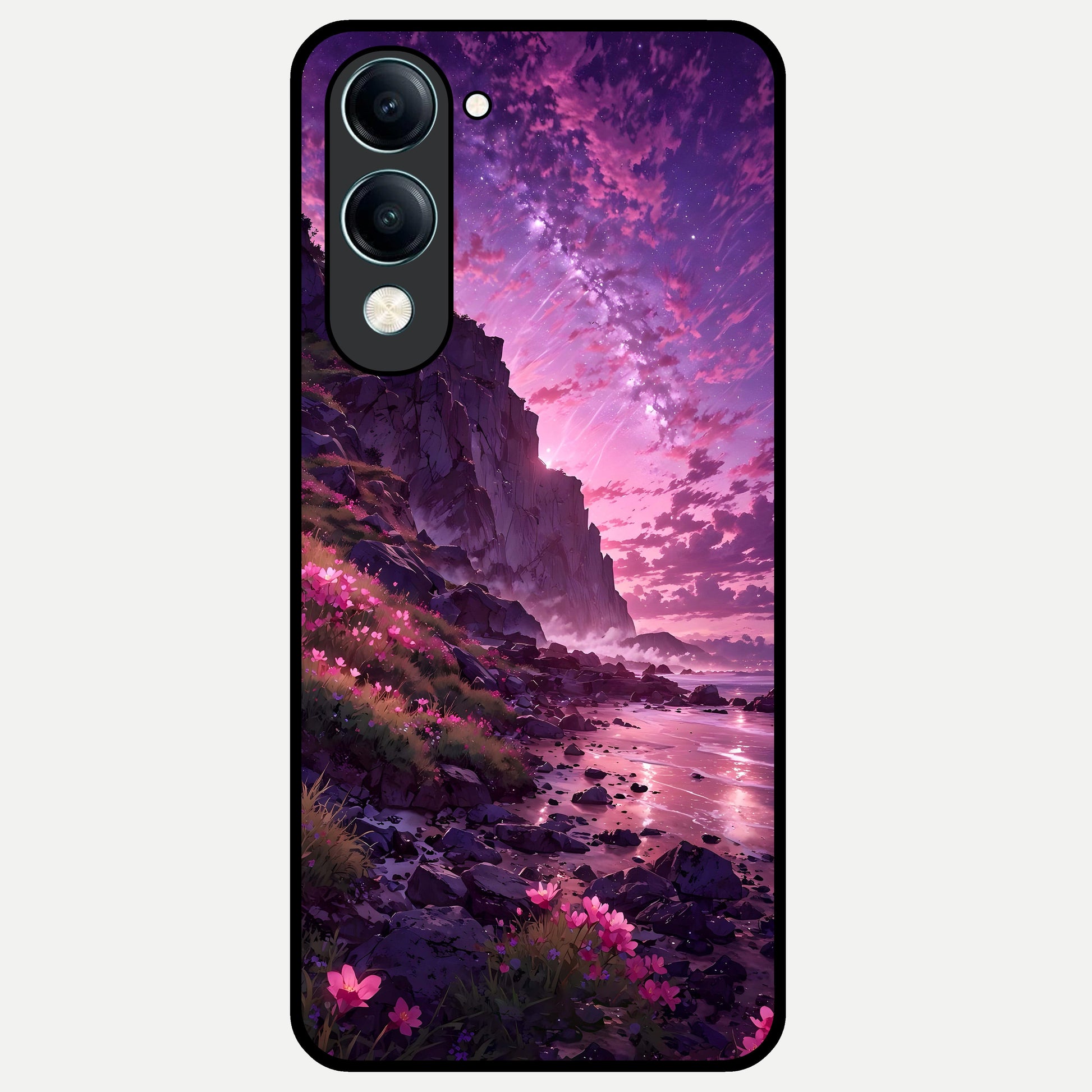  Twilight Blossom Coast Glass Case for iQOO Z10 Lite back cover – full design glossy printed glass finish