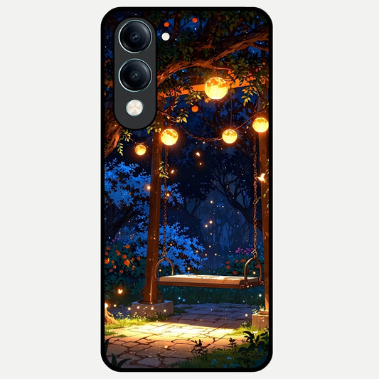  Twilight Garden Swing Glass Case for iQOO Z10 lite back cover – full design glossy printed glass finish