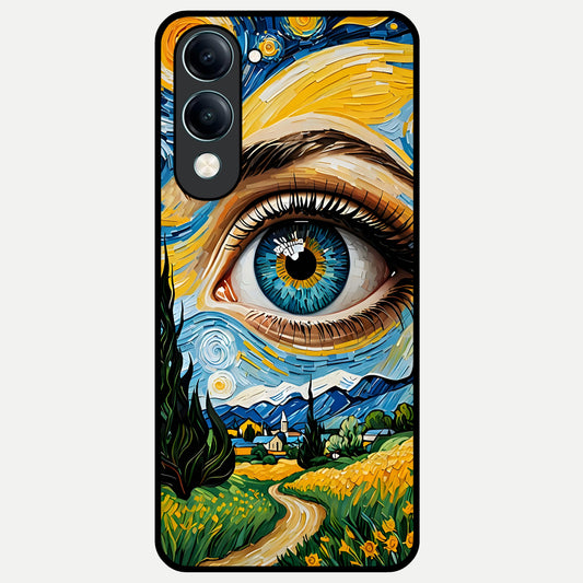  Van Gogh Eye Glass Case for iQOO Z10 Lite back cover – full design glossy printed glass finish