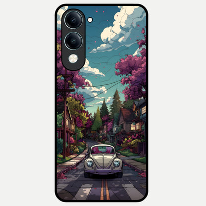  Vintage Street Drive Glass Case for iQOO Z10 lite back cover – full design glossy printed glass finish