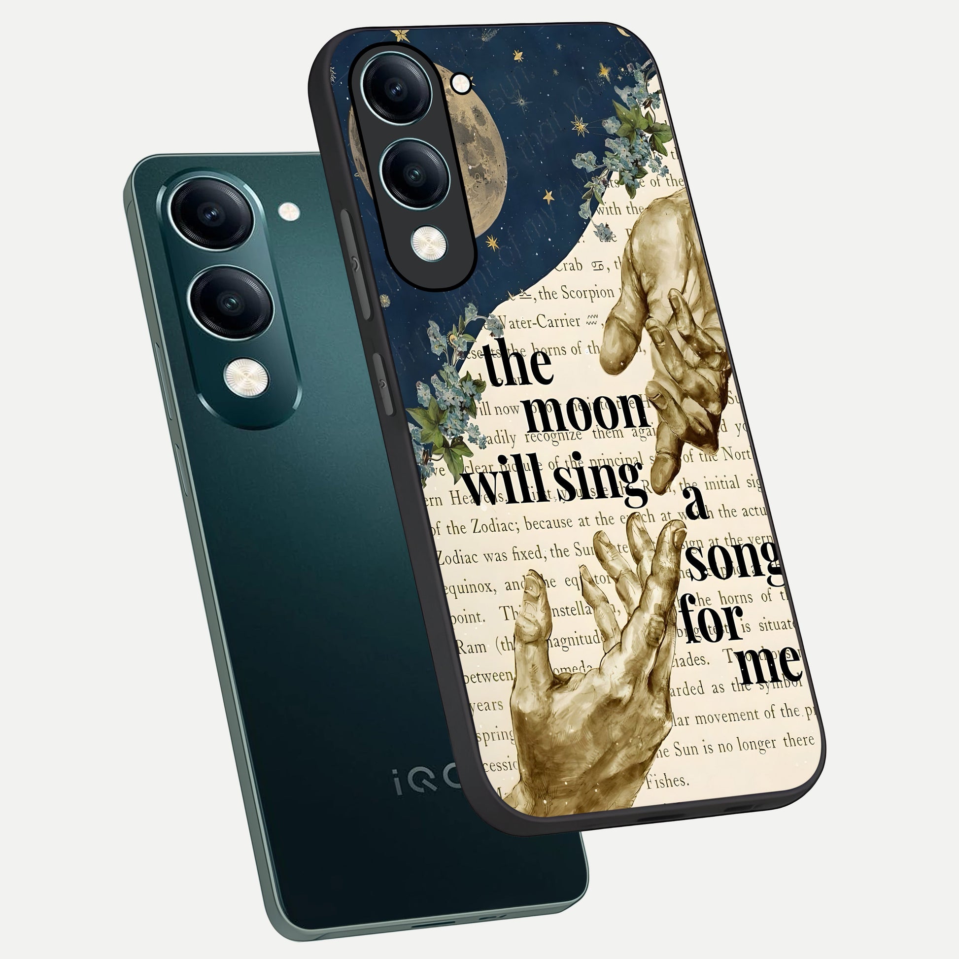  Aesthetic Divine phone case for iQOO Z10 Lite showing premium glass back cover with detailed artwork
