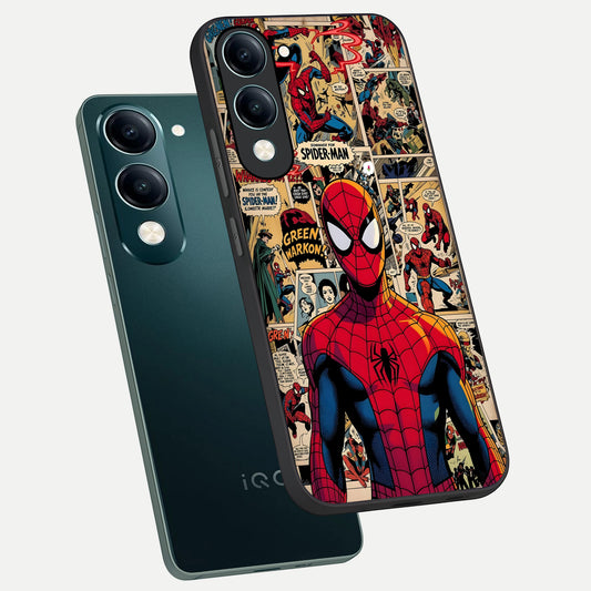  Aesthetic Spider phone case for iQOO Z10 Lite showing premium glass back cover with detailed artwork