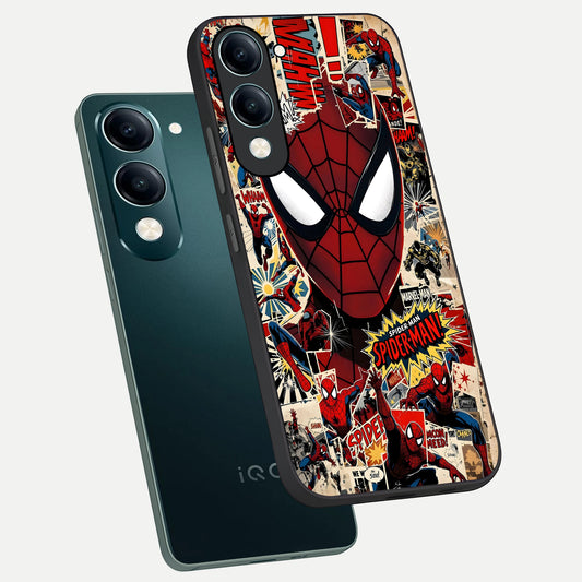  Aesthetic Wonder Spider phone case for iQOO Z10 Lite showing premium glass back cover with detailed artwork