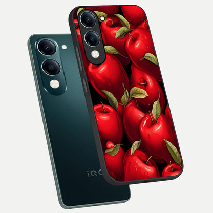 Apple Pattern phone case for iQOO Z10 lite showing premium glass back cover with detailed artwork