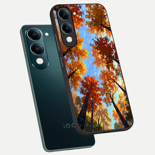  Autumn Sky Rise phone case for iQOO Z10 lite showing premium glass back cover with detailed artwork